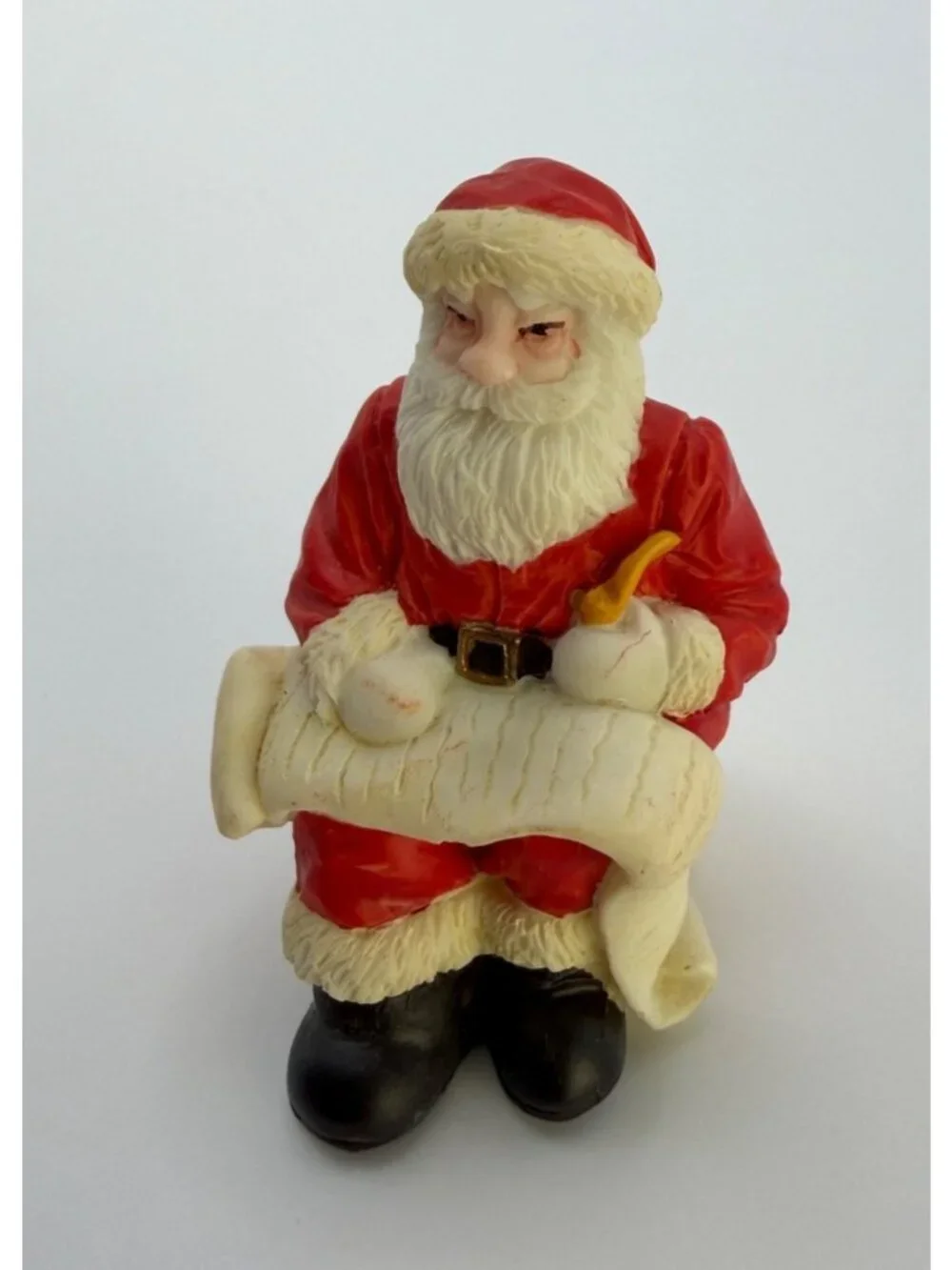 Vintage Santa Claus Christmas Figurine Naughty Nice List Scroll 90s Holiday